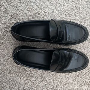Zara Glossy Black Moccasins